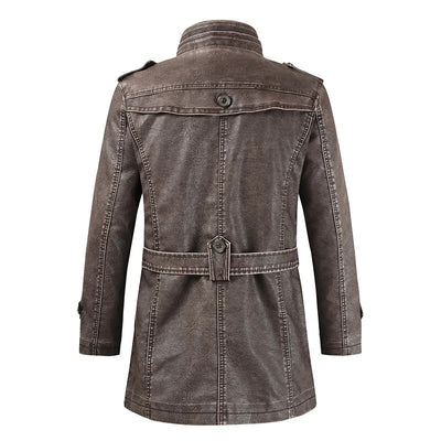 Vintage Premium Leather Long Coat
