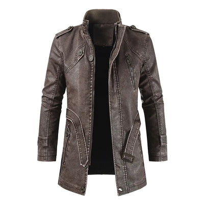 Vintage Premium Leather Long Coat